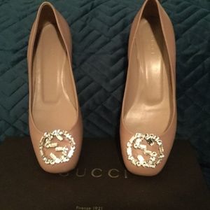 Authentic Gucci Nappa Crystal Interlock G shoes